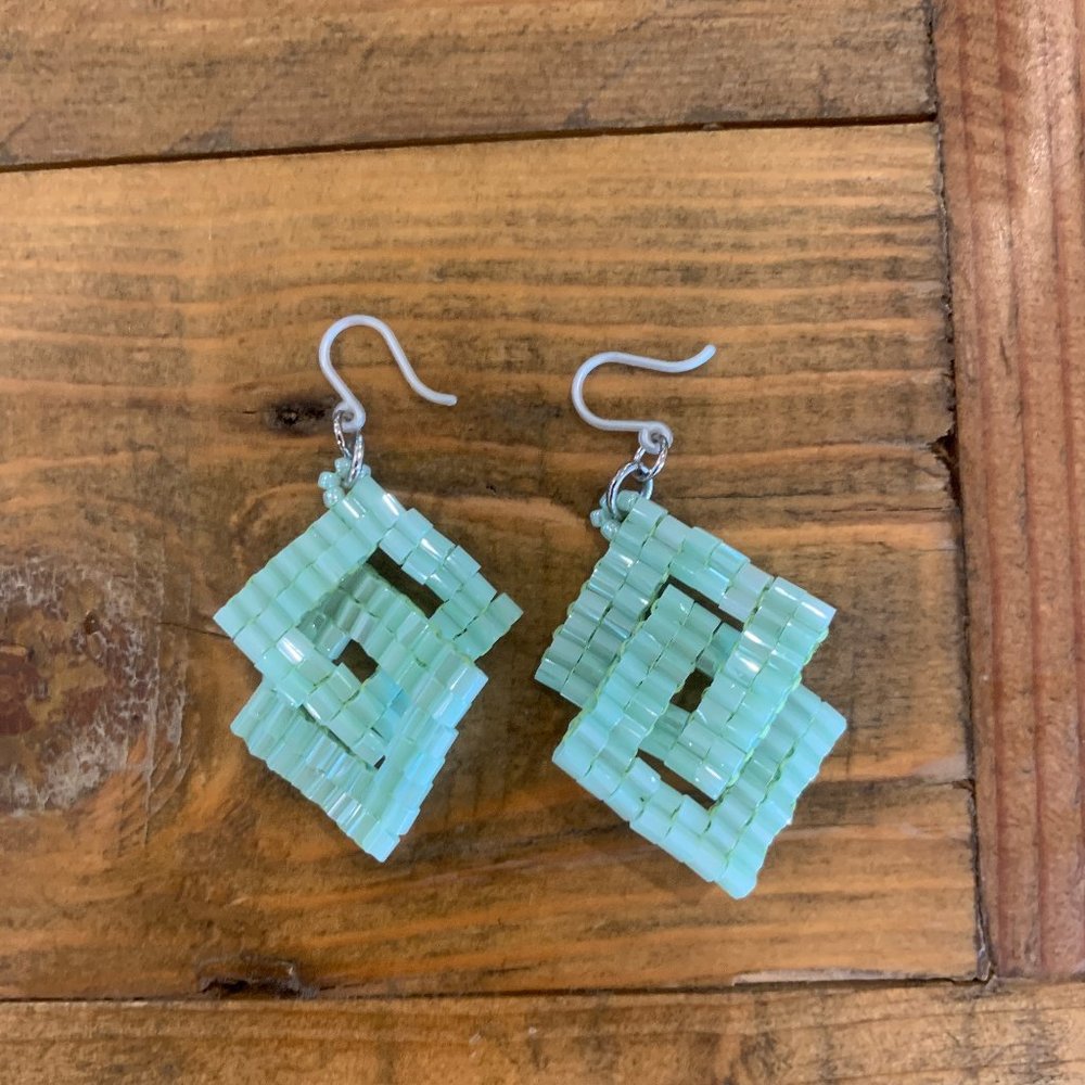Sea Glass Color Beaded Earrings from Japan